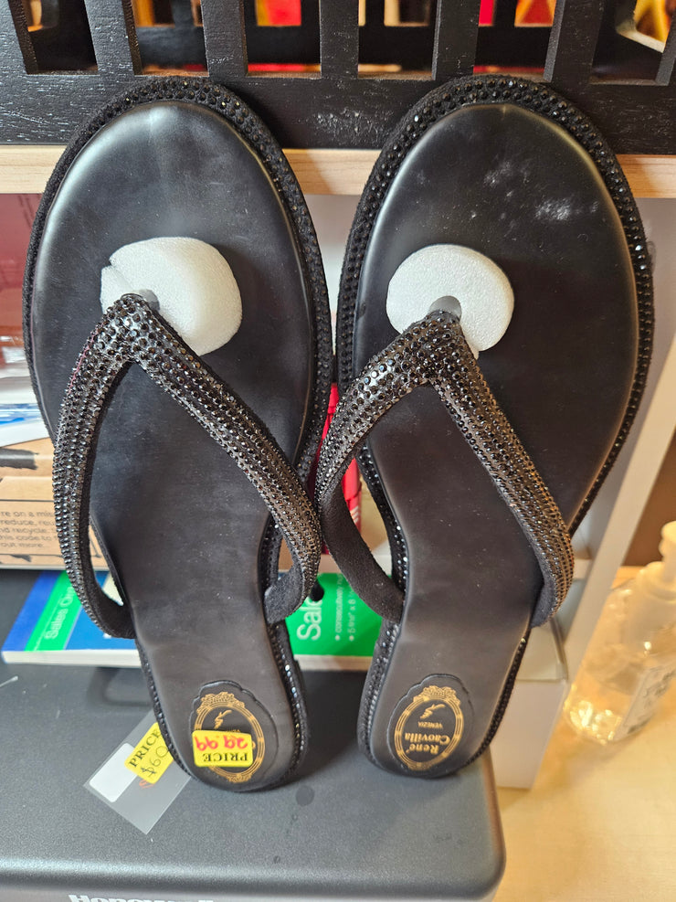 Black embelished slippers