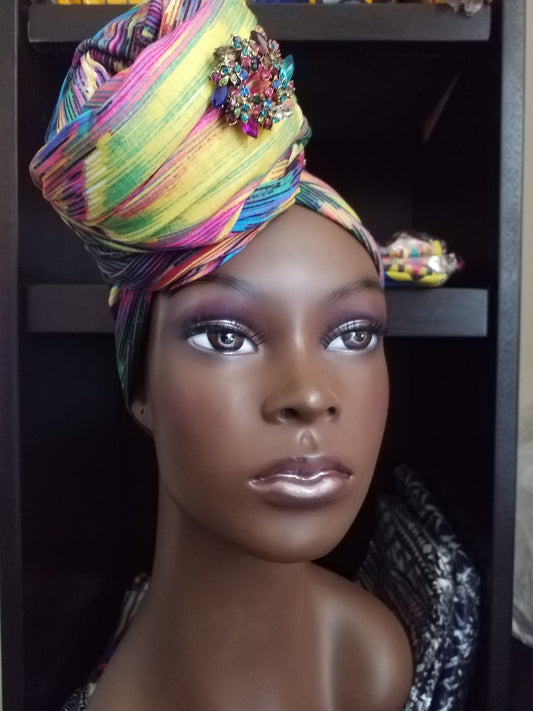 African Patterned Head Scarf - ENUBEE