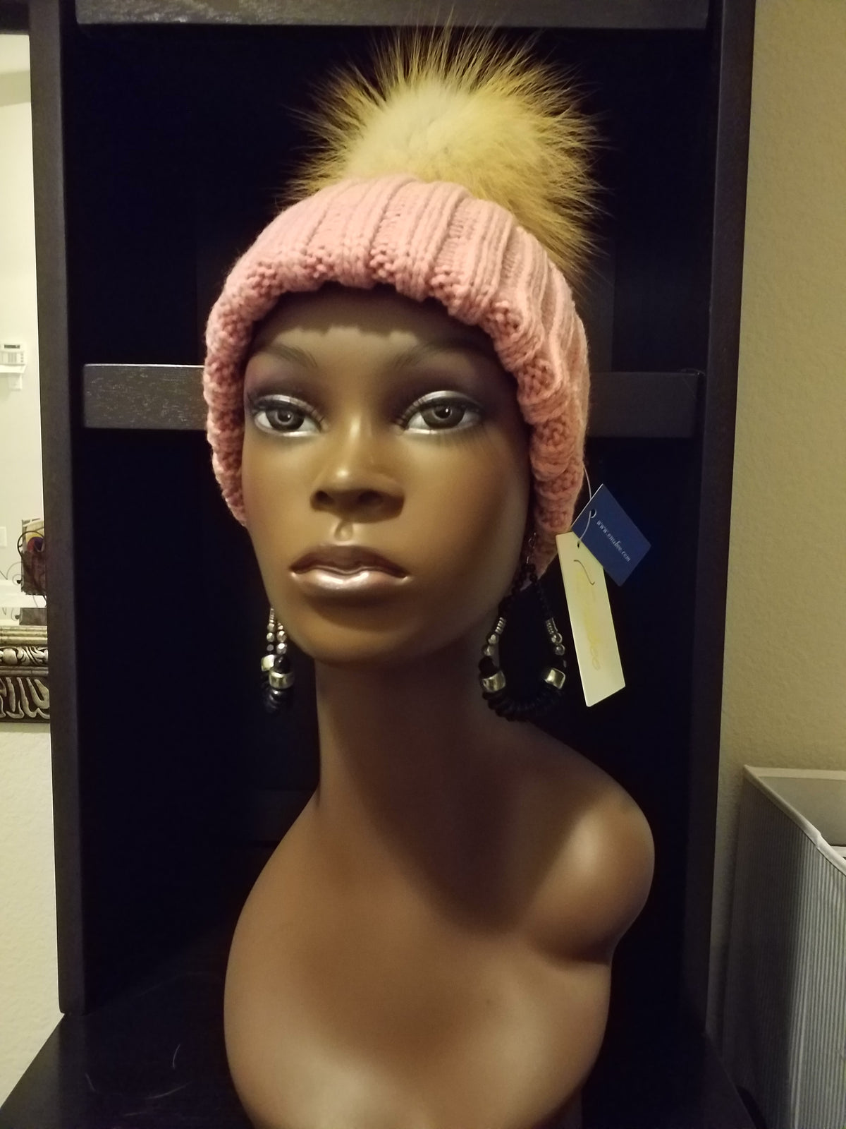 Women's Colorful Knit caps with Fox fur - ENUBEE