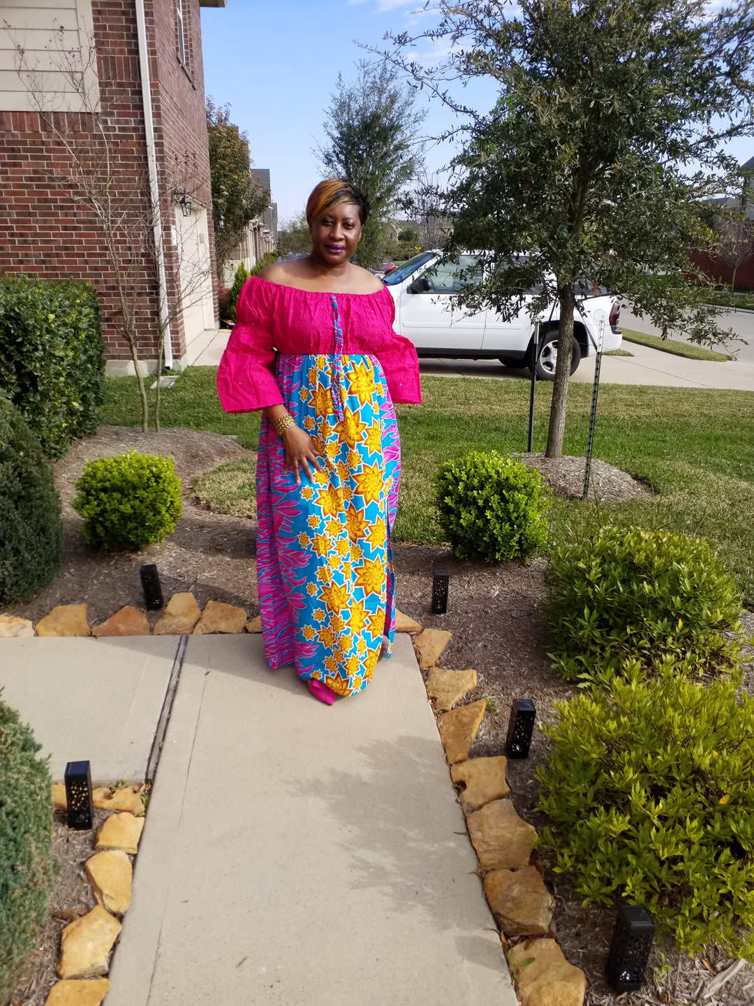 Ankara-Stone Lace Dress Long – ENUBEE