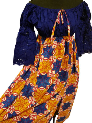 Ankara-Stone Lace Dress Long - ENUBEE