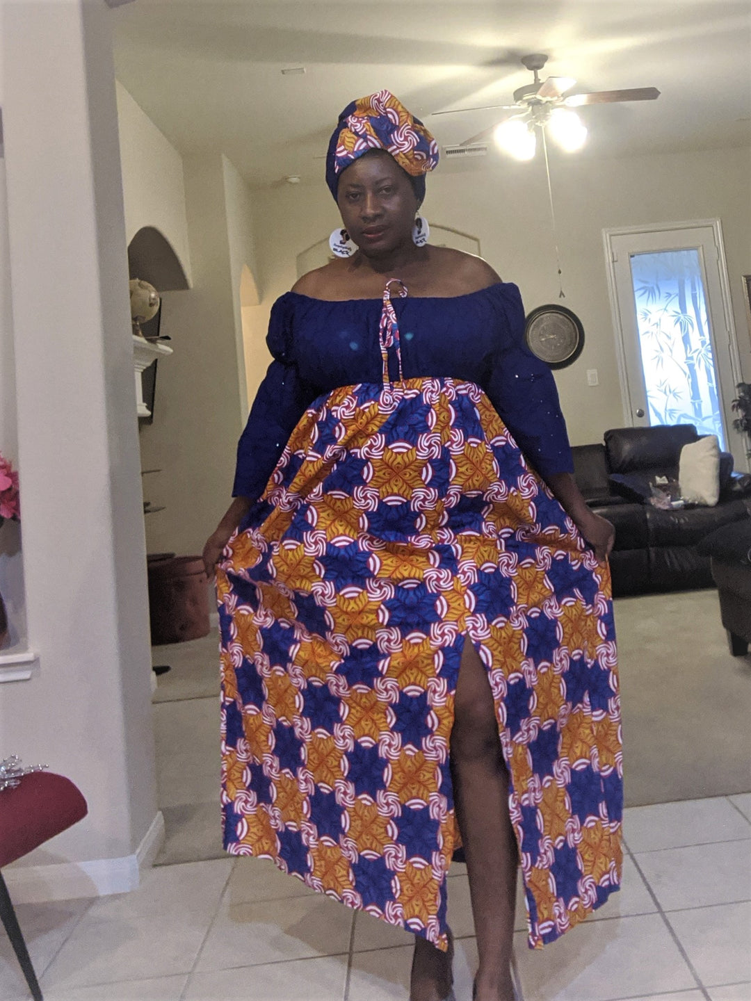 Ankara-Stone Lace Dress Long – ENUBEE