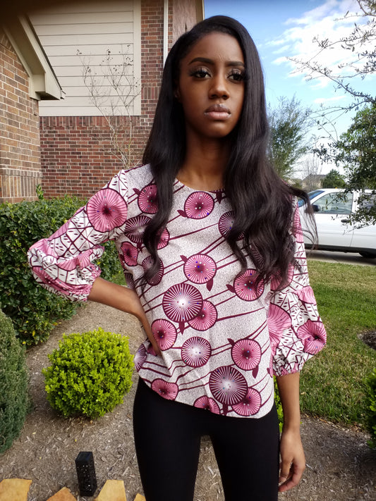Ankara Puff Sleeve Top - ENUBEE