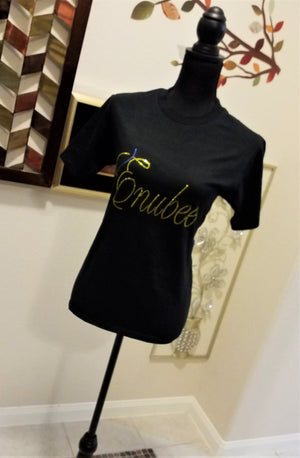 Enubee Rhinestone design T Shirts- (short sleeve Black) - ENUBEE