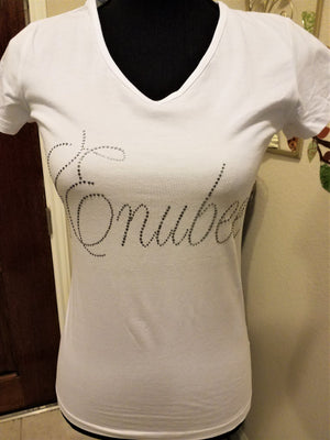 Enubee Rhinestone design T Shirts- (short sleeve White) - ENUBEE