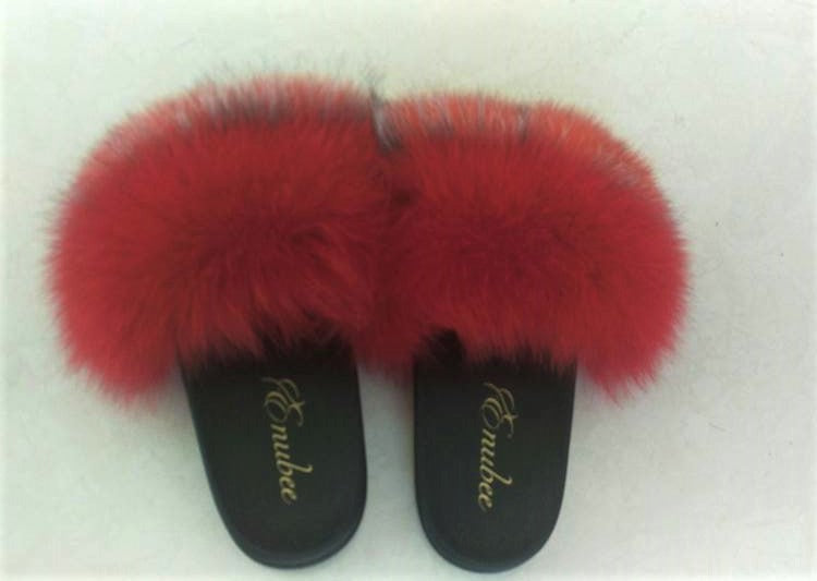 100% Fur Slippers 2 Tone colors! Red/Brown