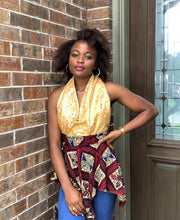 African Style: Ankara Print and Lace Halter Show Back top