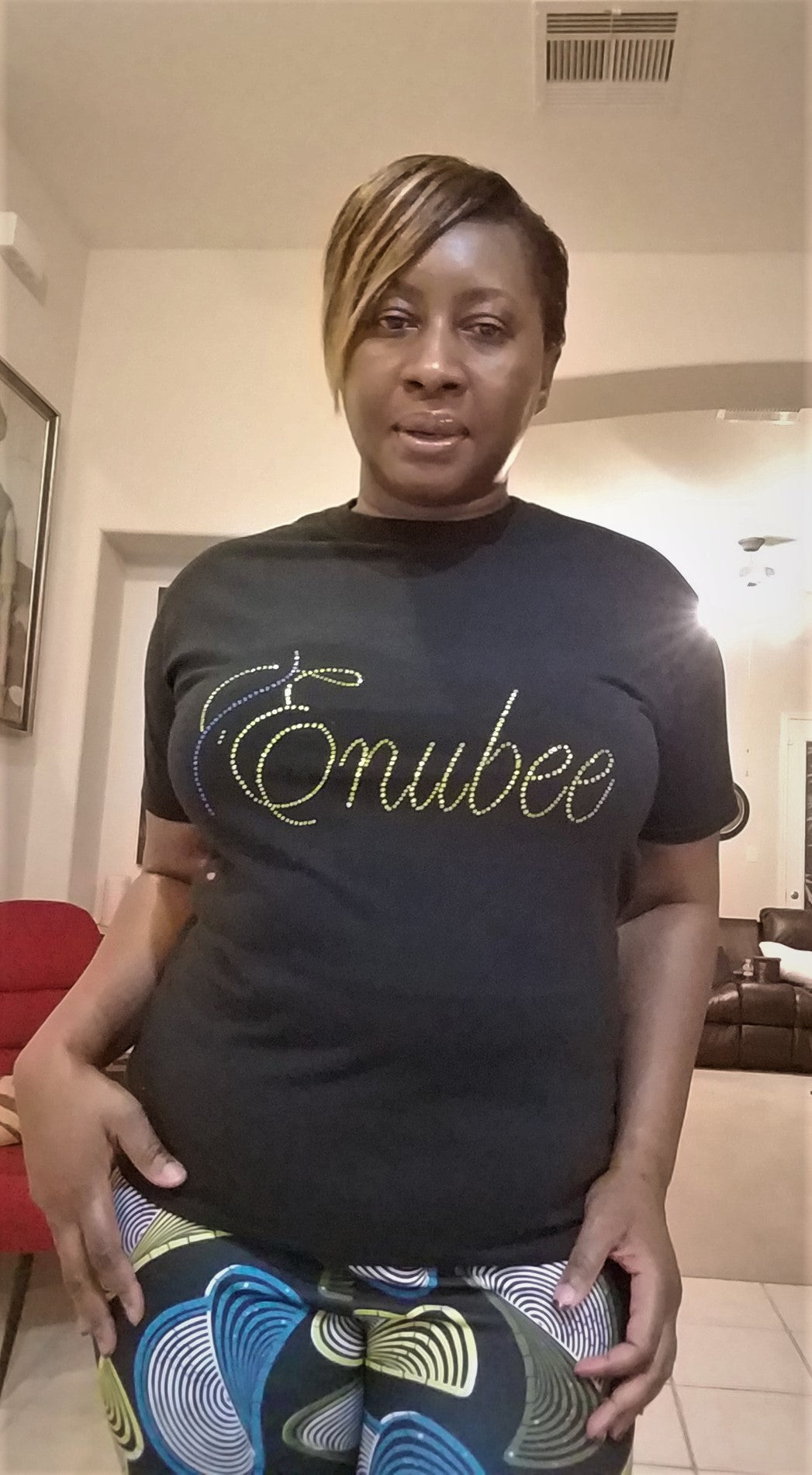 Enubee Rhinestone design T Shirts- (short sleeve Black) - ENUBEE