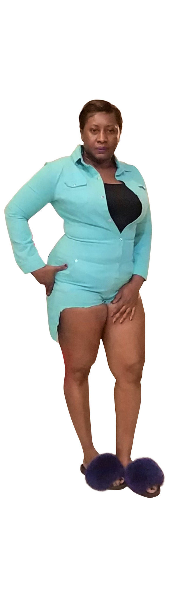 Women's Cut out Denim Romper - ENUBEE
