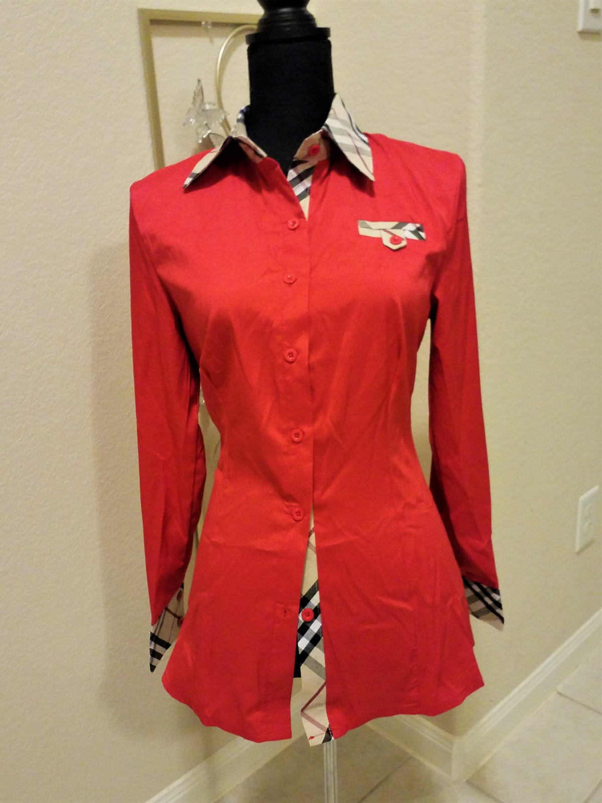 Ladies Long Sleeve Checkered Shirt - ENUBEE