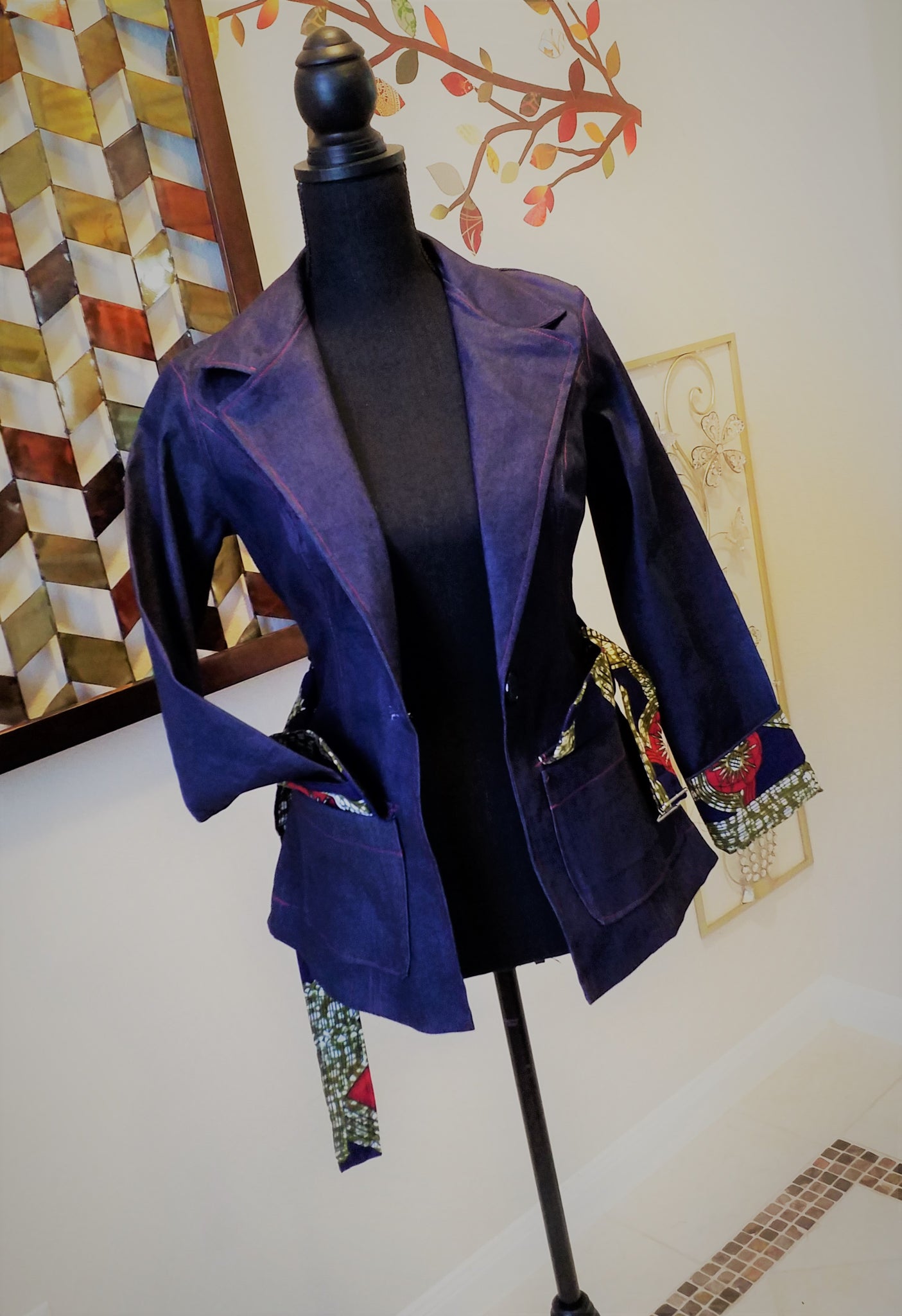 Denim Suit Separate- With Ankara trimming - ENUBEE