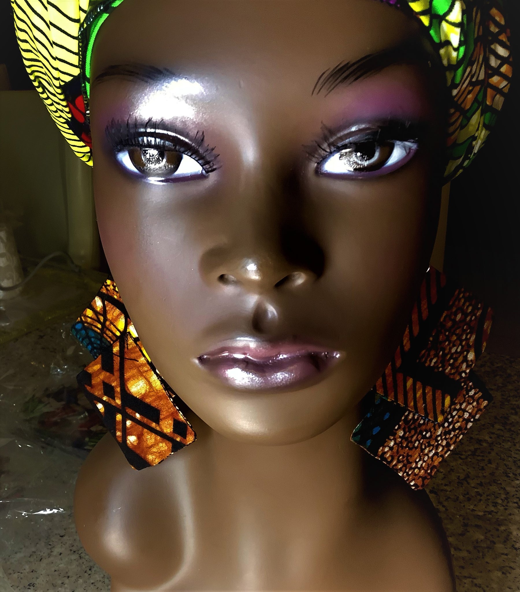 African Style Print Earrings- Multi