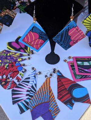 African Style Print Earrings- Cubes