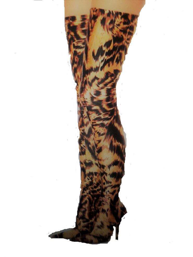 Leopard Print Over the knee boots - ENUBEE