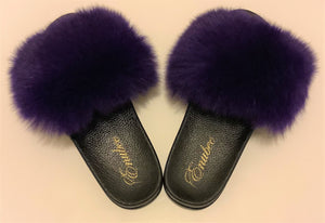 100% Fur Slippers Purple