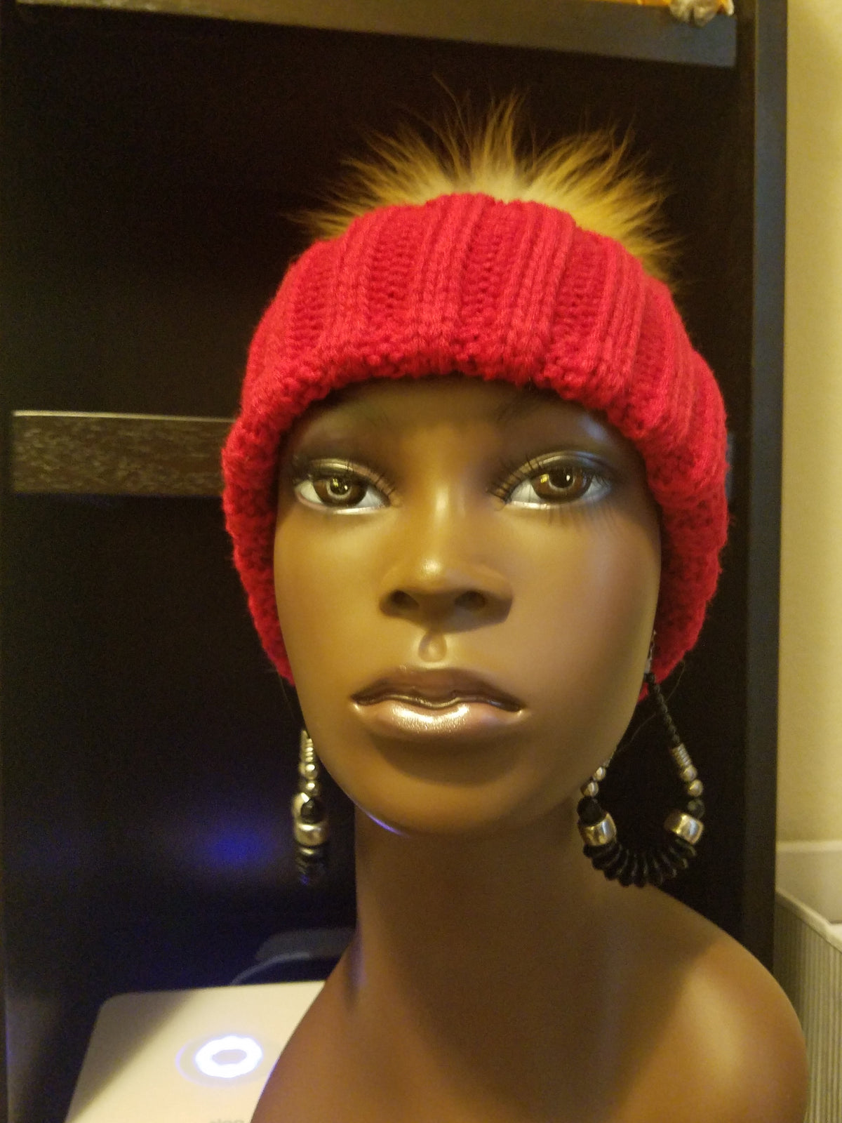 Women's Colorful Knit caps with Fox fur - ENUBEE