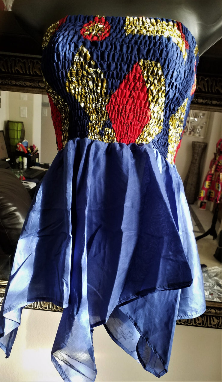 Strapless Smock African print design with sheer fabric - ENUBEE