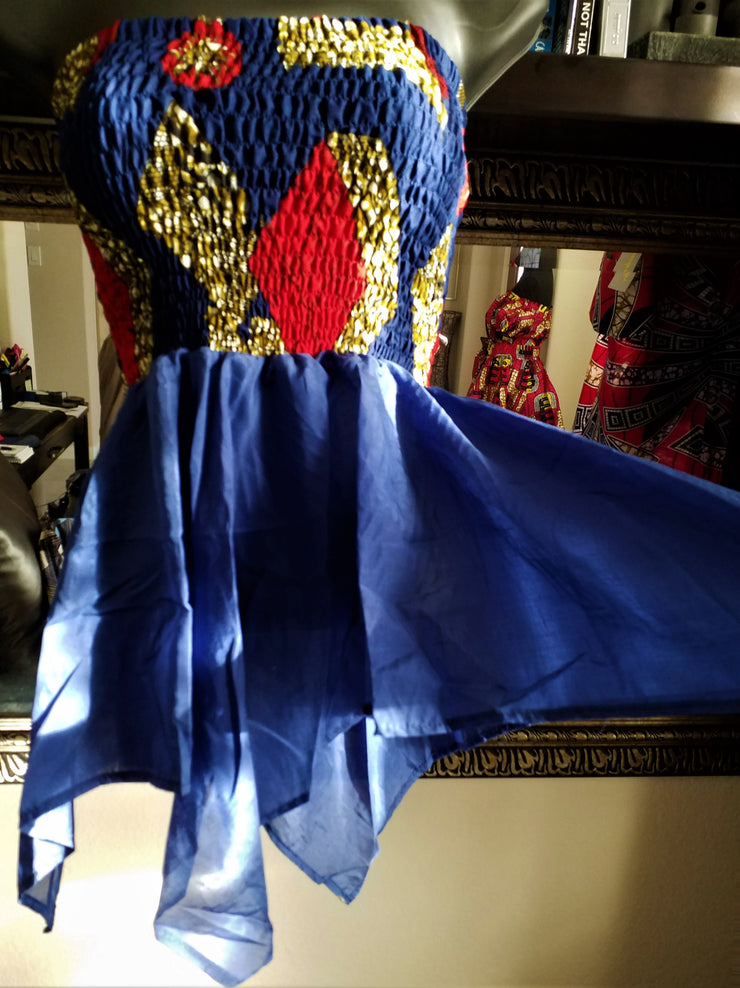 Strapless Smock African print design with sheer fabric - ENUBEE