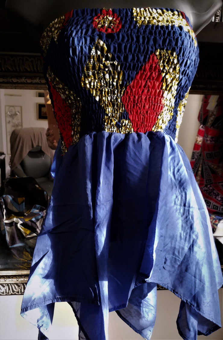 Strapless Smock African print design with sheer fabric - ENUBEE