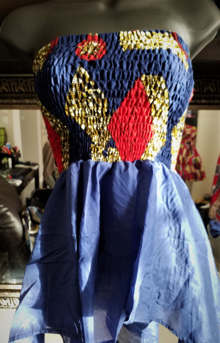 Strapless Smock African print design with sheer fabric - ENUBEE