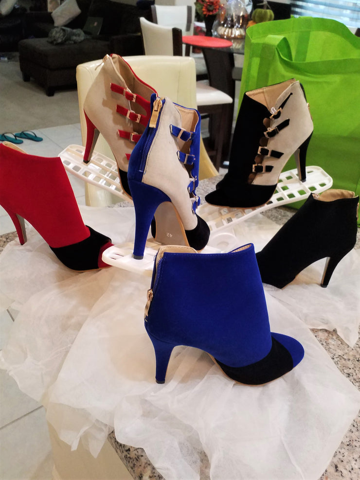 Velvety Open Toe  Heels - ENUBEE