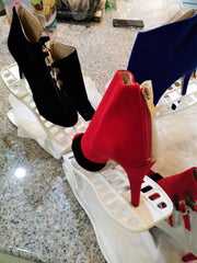 Velvety Open Toe  Heels - ENUBEE